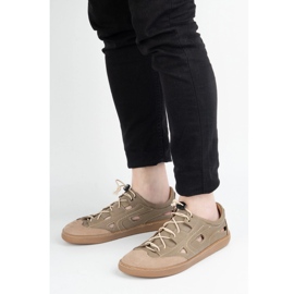Chaussures en cuir aux pieds nus pour hommes Olivier 320Kz avec ventilation brune 1