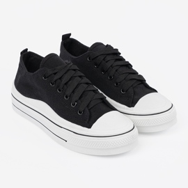 Shelvt Baskets noires pour femmes avec une semelle blanche 1