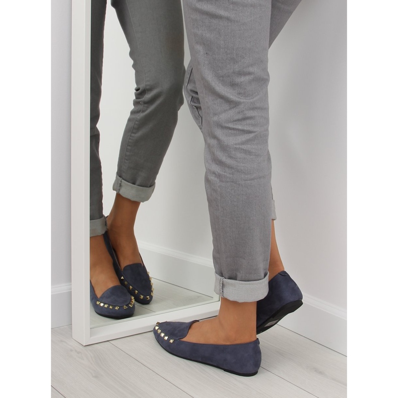 Mocassins femme clous bleu marine 1388 Navy 1