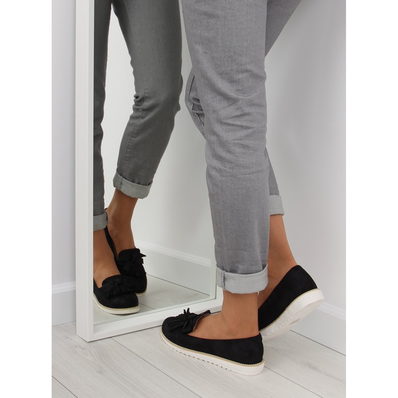 Mocassins femme à franges Noir 7214 Noir le noir 1