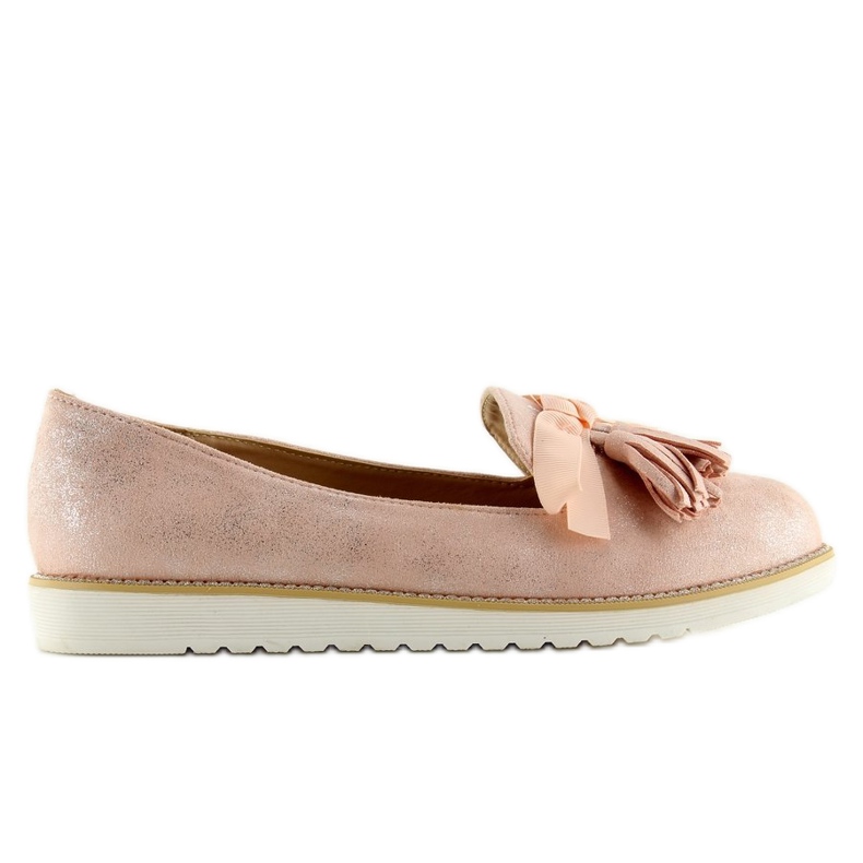 Mocassins femme à pompons roses 7214 Rose 1