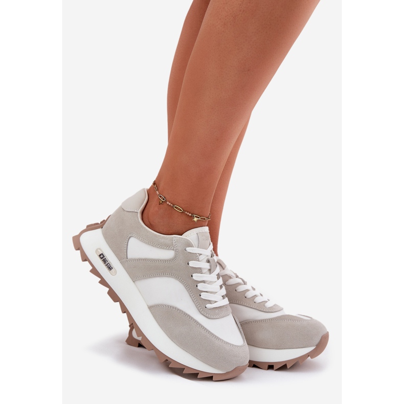 Big Star Sneakers en daim sur la grande star féminine RR274896 Plateforme féminine Système Hi-Polish Biało-share blanc 1
