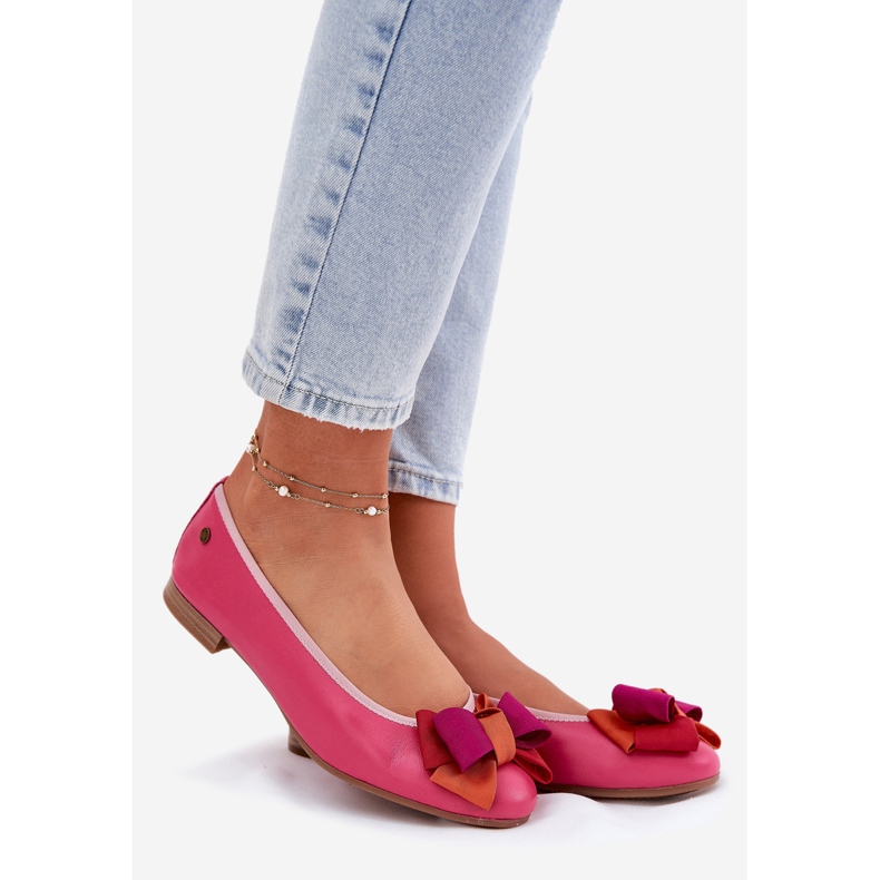 Ballerines en cuir avec un arc Maciejka P6801-15 Fuchsja rose 1