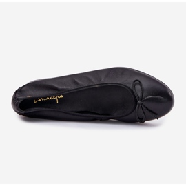 Ballerinas en cuir féminin Maciejka P6800-01 Black avec un arc noir 2