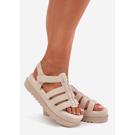 Inna Sandales féminines sur la plate-forme Eco Suede Beige 1