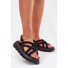 Inna Sandales féminines sur la plate-forme avec des rayures noires le noir 2