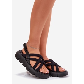 Inna Sandales féminines sur la plate-forme avec des rayures noires le noir 1