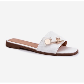 Inna Les tongs des femmes à thèmes plates avec un arc blanc blanche 4
