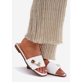 Inna Les tongs des femmes à thèmes plates avec un arc blanc 1