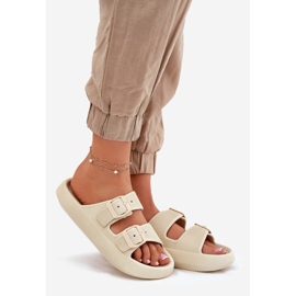Inna Les tongs pour femmes sur la plate-forme avec des boucles beige 1