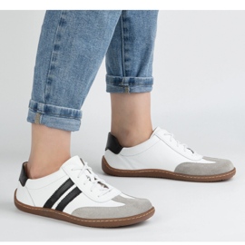 Olivier Chaussures en cuir minimaliste aux pieds nus 1287 blanc avec baskets noires blanche 2