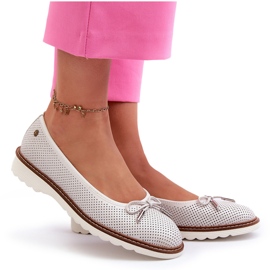 Ballerines ajourées pour femmes en cuir naturel Maciejka P6509-11 blanc blanche 5