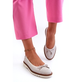 Ballerines ajourées pour femmes en cuir naturel Maciejka P6509-11 blanc 2