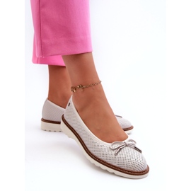 Ballerines ajourées pour femmes en cuir naturel Maciejka P6509-11 blanc 3