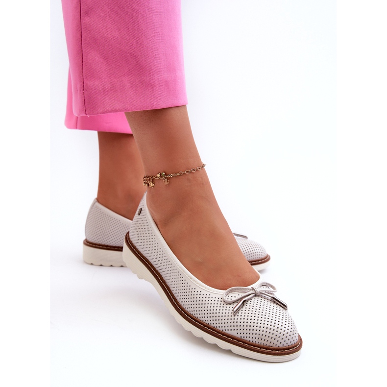 Ballerines ajourées pour femmes en cuir naturel Maciejka P6509-11 blanc blanche 3