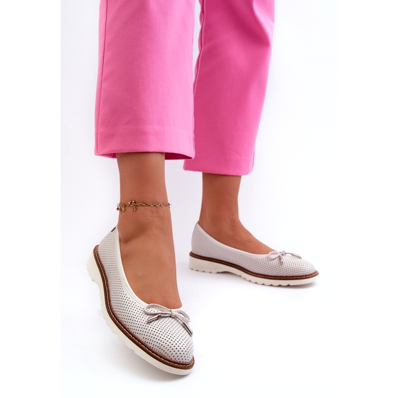 Ballerines ajourées pour femmes en cuir naturel Maciejka P6509-11 blanc blanche 1