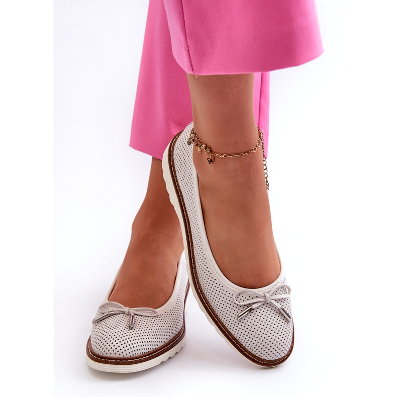Ballerines ajourées pour femmes en cuir naturel Maciejka P6509-11 blanc 4
