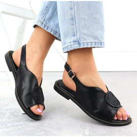 Sandales pour femmes plates avec des zircons Filippo noirs Filippo DS6229 le noir 4