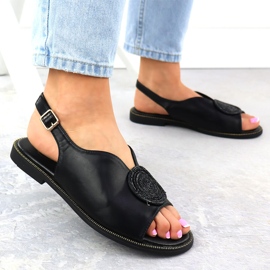 Sandales pour femmes plates avec des zircons Filippo noirs Filippo DS6229 le noir 5