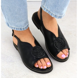 Sandales pour femmes plates avec des zircons Filippo noirs Filippo DS6229 le noir 6