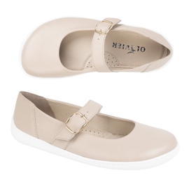 Barefoot Women's Ballerinas Olivier 1770pol en cuir avec boucle beige 1