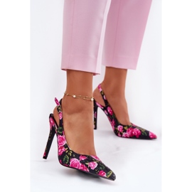 Inna Sandales décorées sur un talon haut en roses noires le noir 2