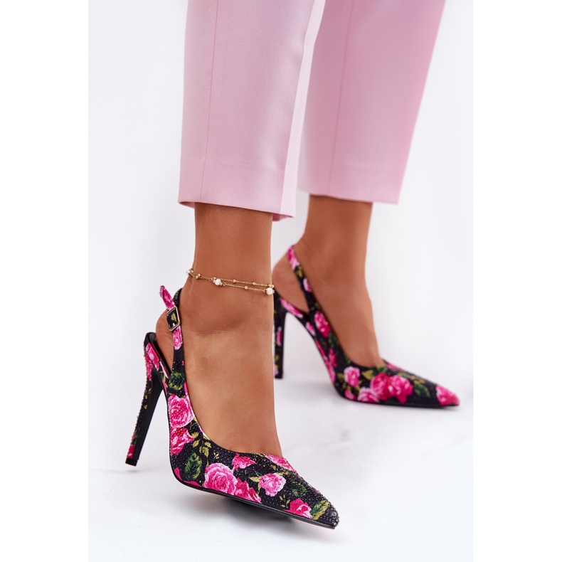 Inna Sandales décorées sur un talon haut en roses noires 2