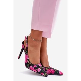 Inna Sandales décorées sur un talon haut en roses noires le noir 1