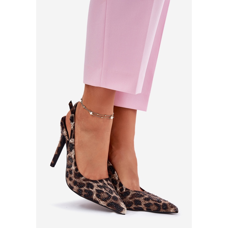 Inna Sandales décorées sur une épingle beige et imprimé léopard noir 1
