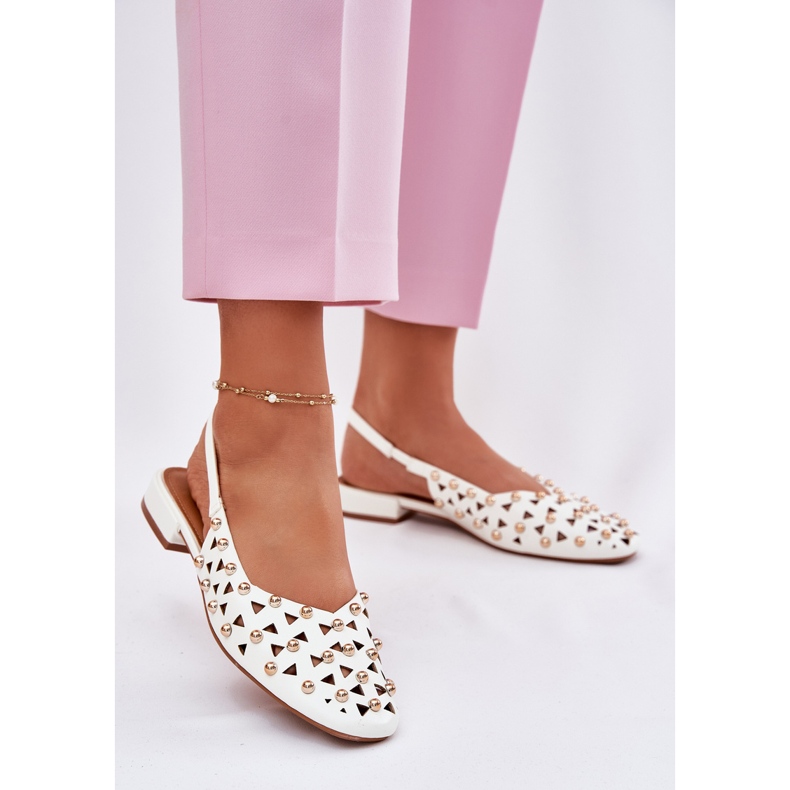 Inna Ballerines à thèmes plates décorées blanches 2