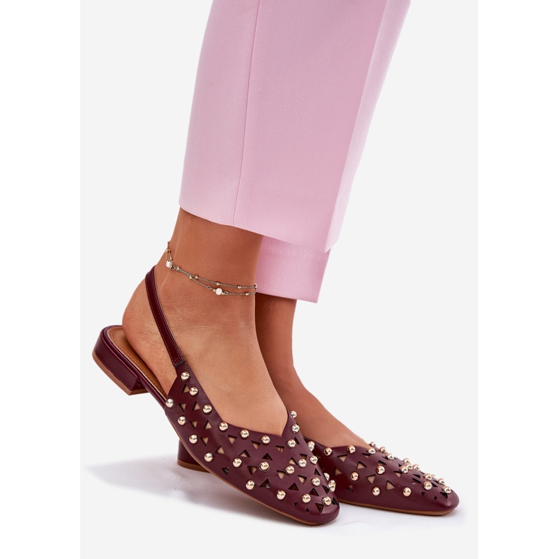 Inna Ballerines bordeuses plates décorées rouge 1