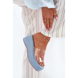 Inna Les tongs des femmes avec une ceinture transparente en coin. bleu 3