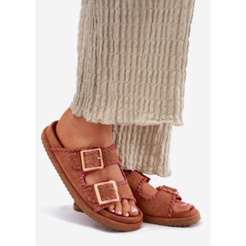 Inna Les tongs pour femmes avec des boucles et du chameau décoratif brun 1 Inna Les tongs pour femmes avec des boucles et du chameau décoratif brun 1