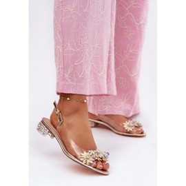 S.Barski Sandales transparentes à faible talon avec décoration MR51-709 d'or 2 S.Barski Sandales transparentes à faible talon avec décoration MR51-709 d'or 2