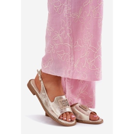 S.Barski Sandales plates élégantes pour femmes avec un ornement de S. Barski KV51-082 Gold d'or 1