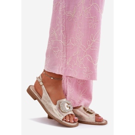 S.Barski Sandales féminines avec un détail décoratif de S. Barski KV51-081 PLN doré 1