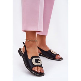 S.Barski Sandales pour femmes avec un détail décoratif S. Barski KV51-081 noir 2