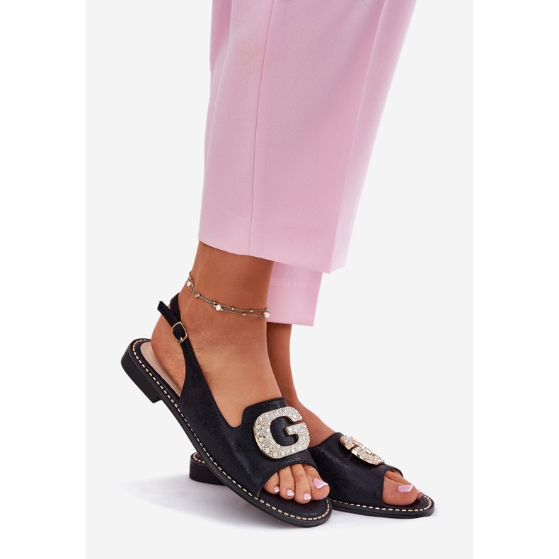 S.Barski Sandales pour femmes avec un détail décoratif S. Barski KV51-081 noir le noir 1