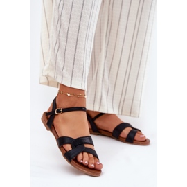 S.Barski Sandales féminines brillantes plates S. Barski KV51-022 Black le noir 2 S.Barski Sandales féminines brillantes plates S. Barski KV51-022 Black le noir 2