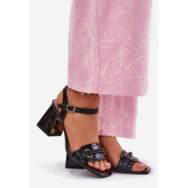 EVento Sandales féminines laquées en cuir sur le pilier noir le noir 1 EVento Sandales féminines laquées en cuir sur le pilier noir le noir 1