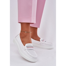 EVento Mocassins en cuir féminin blanc 2