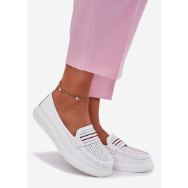 EVento Mocassins en cuir féminin blanc 1