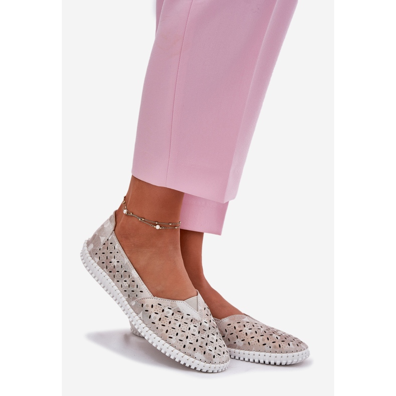 EVento Subcrew Openwork Chaussures pour femmes gris dorées 1