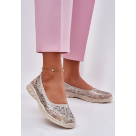 EVento Ballerines légères ouvertes en cuir Golden Ballerinas d'or 2