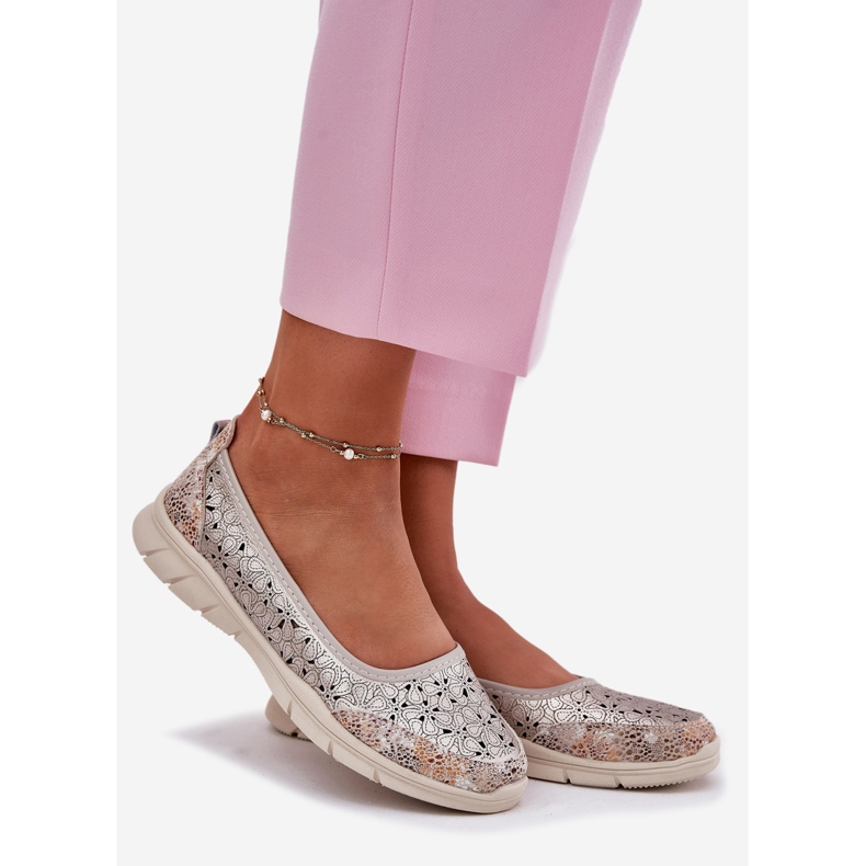 EVento Ballerines légères ouvertes en cuir Golden Ballerinas doré 1