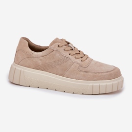 EVento Baskets en daim pour femmes sur la plate-forme beige 4