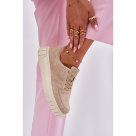 EVento Baskets en daim pour femmes sur la plate-forme beige 5
