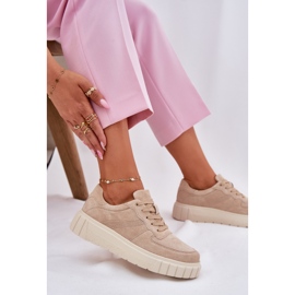 EVento Baskets en daim pour femmes sur la plate-forme beige 7