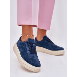 EVento Baskets en daim féminin sur la plate-forme bleu marine 2