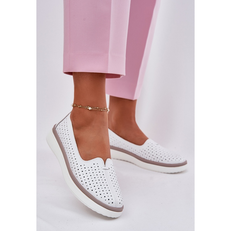 EVento Chaussures en cuir ouverte pour femmes blanches 2